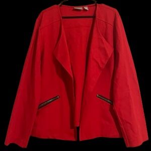 Chico’s Women’s Red Open Front Casual Cardigan Jacket Sz-XL